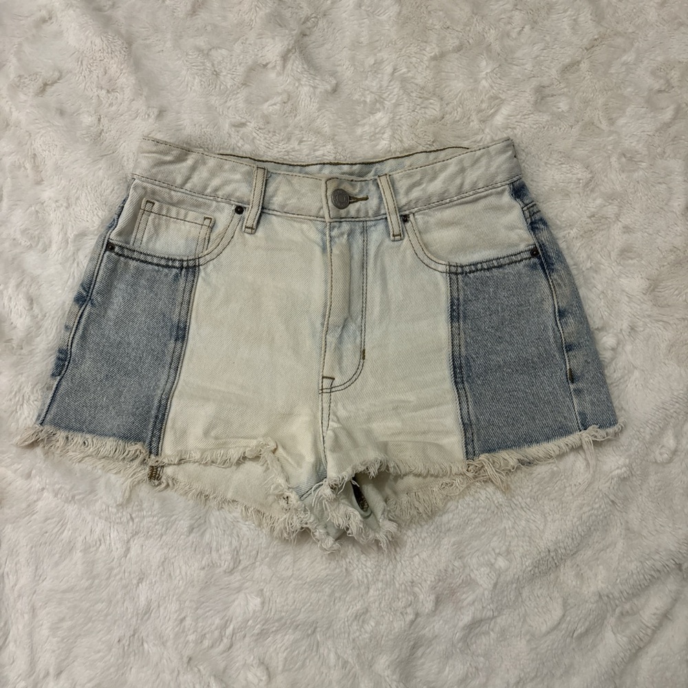 PacSun Blue and Cream Jean Shorts